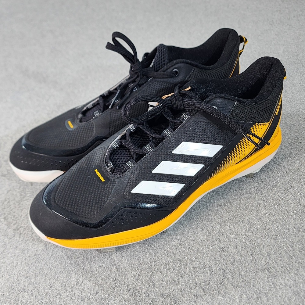 Adidas Icon 7 Baseball‎ Metal Cleats Mens Size 15 Black Yellow Stealtrax S23856